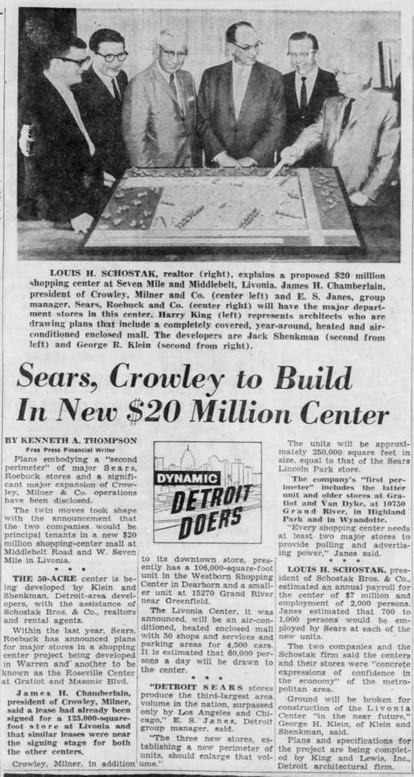 Livonia Mall (Livonia Marketplace) - June 1962 Article On Planning